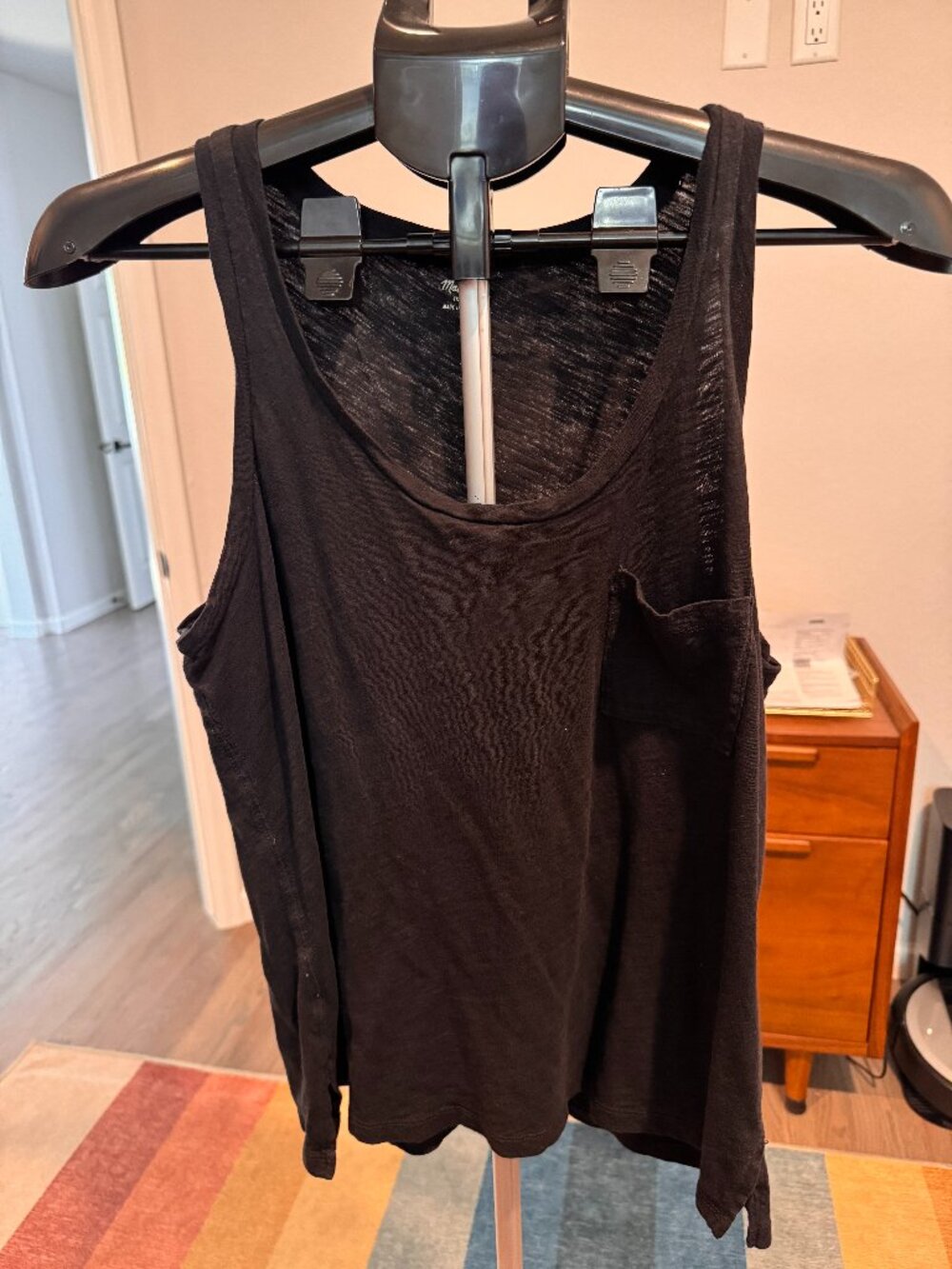 Madewell Black Whisper Cotton Scoop Neck Pocket Tank M